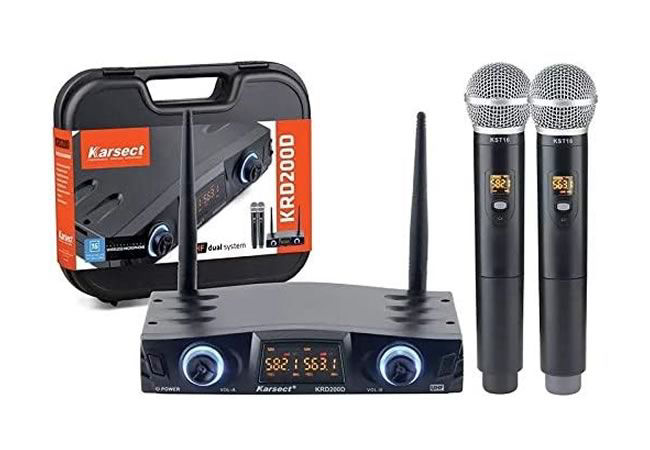 Microfone sem Fio Duplo UHF Karsect KRD 200 D